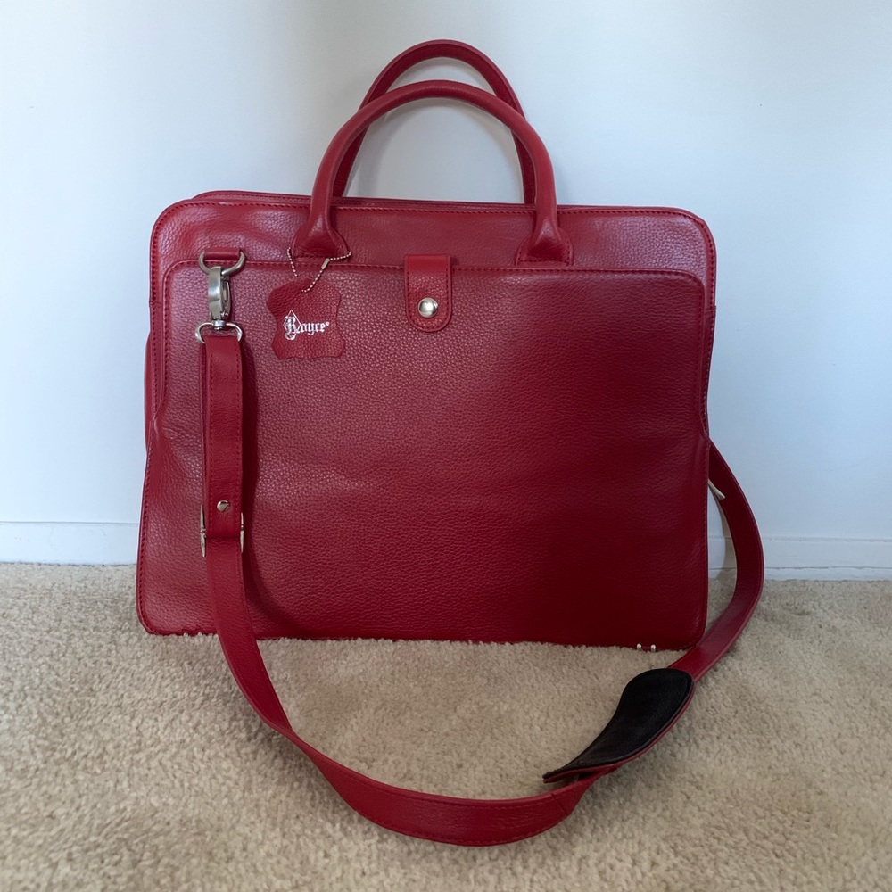 Royce red leather laptop briefcase bag